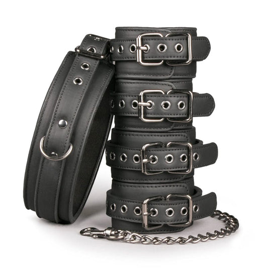 Fetisch-Set mit Halsband, Fußgelenk- und Handgelenkmanschetten BDSM