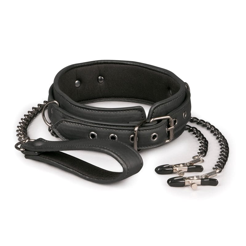 Lederhalsband mit Nippelklemmen BDSM