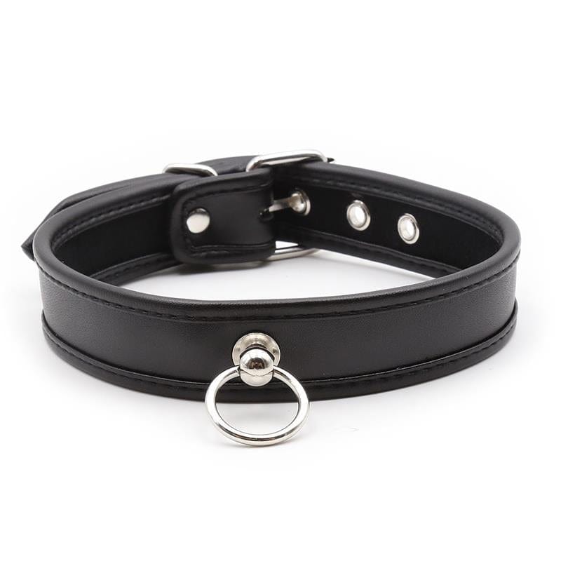 Schwarz Halsband mit O-Ring BDSM