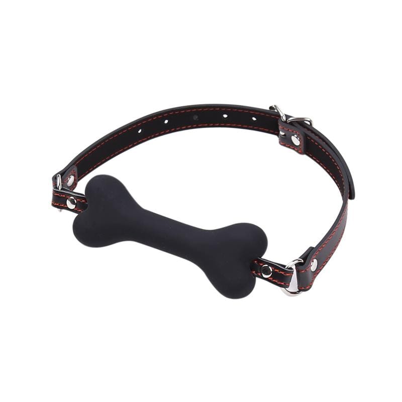 Schwarz Knochenförmiger Silikonknebel 12 cm BDSM