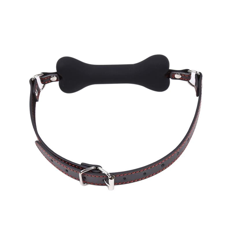 Schwarz Knochenförmiger Silikonknebel 12 cm BDSM