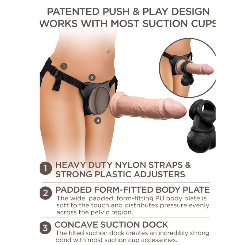 ELITE – Deluxe Harness-Set mit Dildo (20,3 cm) & Testikel-Ring