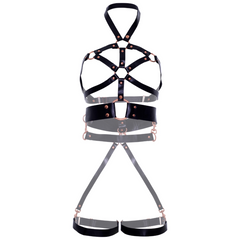 Body-Harness aus veganem Leder mit Griff & goldenen Details