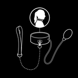 Aufblasbares Bondage-Halsband mit Kette – Verstellbares Fetish-Collar aus veganem Leder