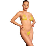 Elastischer Neckholder-Bikini mit Strasskristallen – Triangel-BH & String Set