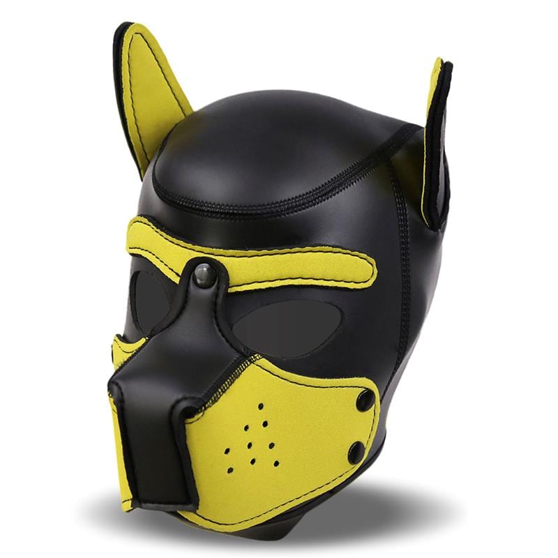 Gelb Hound Dog Mask mit abnehmbarer Schnauze BDSM