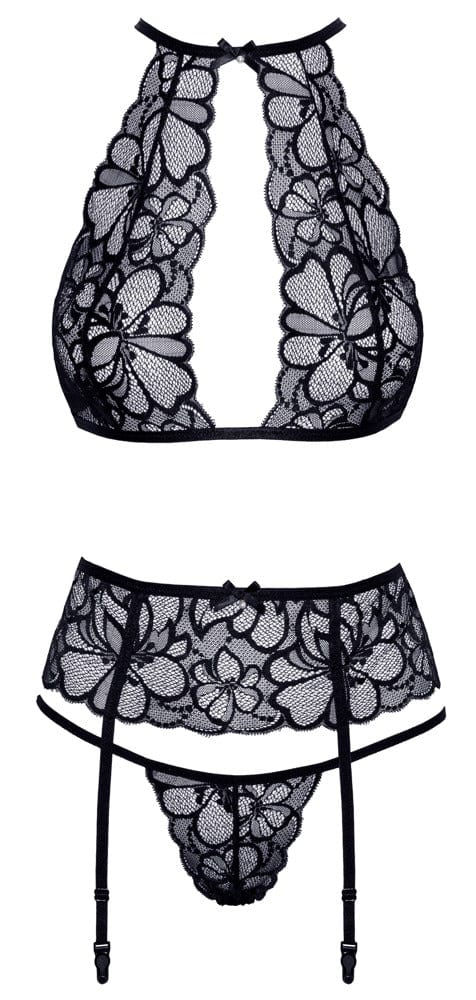 S/M Dessous Set Schwarz mit Spitze Dessous Damen