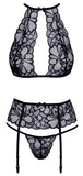 S/M Dessous Set Schwarz mit Spitze Dessous Damen