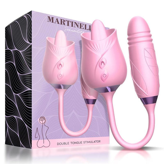 Rosa Double Tongue Stimulator - Vibro-Ei und Klitorisstimulator Auflegevibrator