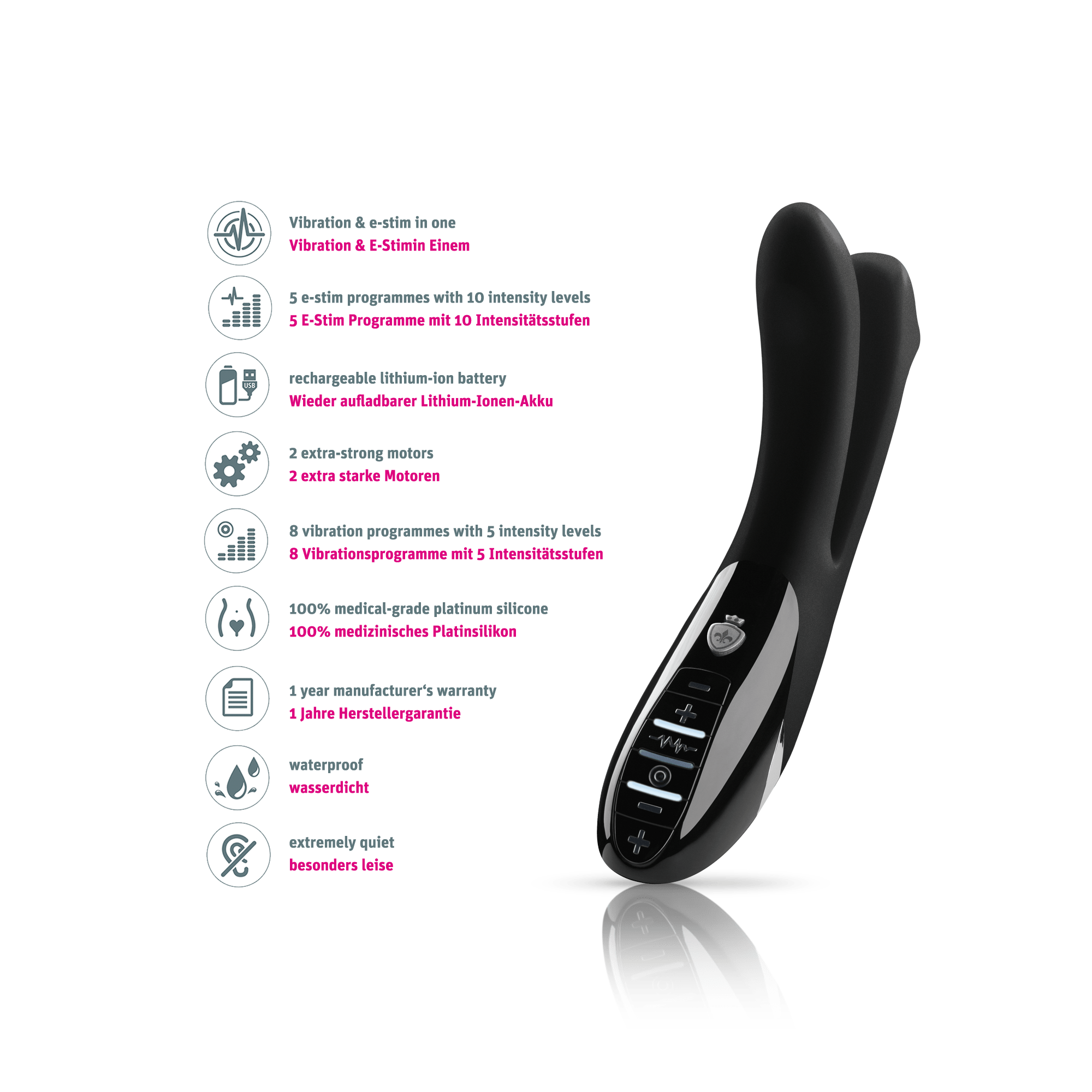 Schwarz Tingling Aparte - E-Stim Doppelvibrator